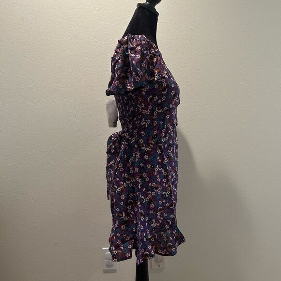 NWT XS Band Of The Free CORALINE PURPLE FLORAL CROSSOVER MINI DRESS - Picture 4 of 14